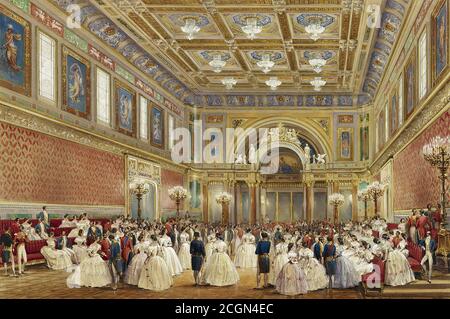 Haghe Louis - la salle de bal Buckingham Palace 17 juin 1856 - École belge - 19e siècle Banque D'Images