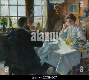 Lemmers Georges - une Tasse de café - École belge - 19e siècle Banque D'Images