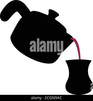 verser les thés dans le pot, vecteur de silhouette Illustration de Vecteur