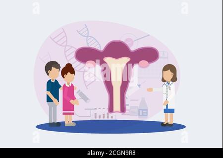 Concept clinique de fertilité avec le médecin et les patients plan vecteur illustration Illustration de Vecteur