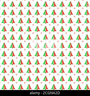 Motif sans couture avec arbres de noël et flocons de neige sur fond blanc. Fond de motif de composition minimal des arbres de Noël. Nouvelle année et CH Banque D'Images