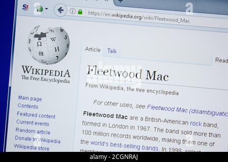 Ryazan, Russie - 09 juillet 2018: Page sur Wikipedia à propos de Fleetwood Mac Banque D'Images