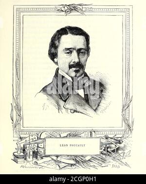 Jean Bernard Léon [Léon] Foucault (18 septembre 1819 – 11 février 1868) est un physicien français plus connu pour sa démonstration du pendule Foucault, un dispositif démontrant l'effet de la rotation de la Terre. Il a également fait une mesure précoce de la vitesse de la lumière, a découvert des courants de Foucault, et est crédité de nommer le gyroscope. Du Livre les merveilles de la science, ou Description populaire des inventions modernes [les merveilles de la science, ou Description populaire des inventions modernes] de Figuerer, Louis, 1819-1894 publié à Paris 1867 Banque D'Images