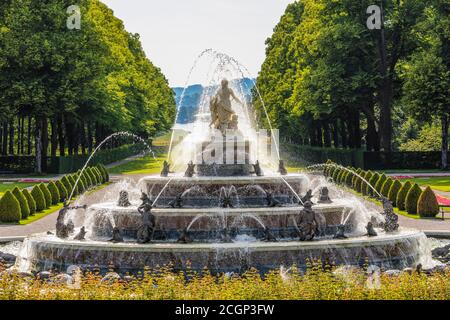 Fontaine Latona au château de Herrenchiemsee, Herreninsel à Chiemsee, haute-Bavière, Allemagne Banque D'Images