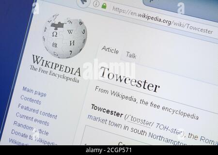 Ryazan, Russie - 19 août 2018: Page Wikipedia à propos de Towcester sur PC Banque D'Images