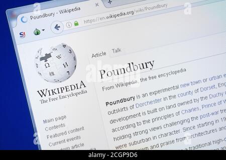 Ryazan, Russie - 19 août 2018: Page Wikipedia à propos de Poundbury sur l'écran de PC Banque D'Images