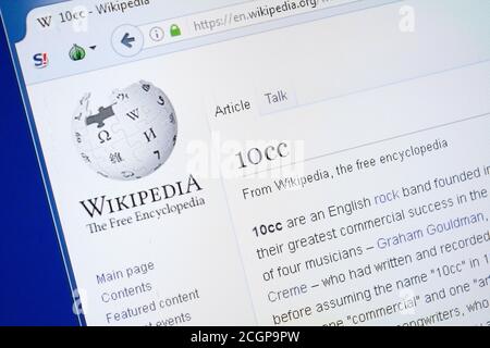 Ryazan, Russie - 19 août 2018: Page Wikipedia sur 10cc sur l'affichage de PC Banque D'Images