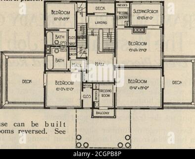 . Honorez les maisons modernes bilt. . Honneur Brit. N° 2089. Déjà coupé et monté. Au prix indiqué, nous allons fournir tout le matériel pour construire cette maison de dix pièces, travaux de moulin, bois, lattes, bardeaux, plafond de porche, parements, plancher, bois de finishingbois, papier de construction, gouttière d'avant-toit, bec verseur, poids de cendres, quincaillerie, clous, avant-toits, caisses, colonnade, gouttière, matériel de peinture, mantels, toitures Carrelage et caillebotis.nous garantissons assez de la matière ci-dessus pour construire cette maison. Le prix n'inclut pas le ciment, la brique ou le plâtre. — — —=. PLAN DU PREMIER ÉTAGE. La porte d'entrée de l'étage colonial de FlTSt s'ouvre depuis le porche Banque D'Images