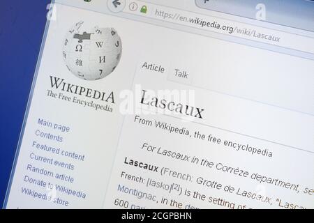 Ryazan, Russie - 19 août 2018: Page Wikipedia sur Lascaux sur l'affichage de PC Banque D'Images