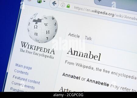 Ryazan, Russie - 28 août 2018: Page Wikipedia sur Annabel sur l'affichage de PC Banque D'Images