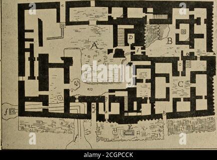 . L'aube de la civilisation: Egypte et Chaldaea . A TEIIKA-COTTA BALUIEL.* TEE PALACE DE GUDEA À LAG ASH. 711 le contour de l'un de ces petits cônes d'argile sur lequel les rois étaient wontto inscrire leurs annales ou dedications.1 cette flexion était probablement notintentionnelle de la part de l'architecte, Mais était dû à la difficulté de maintenir un mur d'une telle ampleur en ligne droite d'une extrémité à l'autre ; et toutes les nations de l'est, qu'il s'agisse des Chaldéens ou des Egyptiens, se sont désunies mais peu à propos du bien-fondé de l'alignement, depuis des défauts de ce type. PLAN DES BÂTIMENTS EXISTANTS DE Banque D'Images