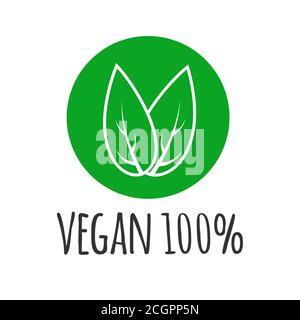 Rond ECO, logo vert. Logotype vecteur vegan. Affiche de nourriture végétalienne avec feuilles. Design organique Illustration de Vecteur