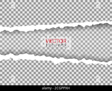 Papier déchiré réaliste avec bords déchirés et espace pour le texte. Cadre en papier déchiré sur fond transparent. Texture du papier avec bord endommagé. Vecteur Illustration de Vecteur
