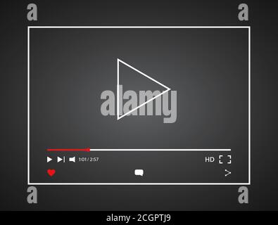 Lecteur vidéo. Maquette de la barre de fenêtre du lecteur de médias sociaux. Modèle d'écran Web d'interface. Arrière-plan vidéo en direct. Elément de conception pour le Web et Illustration de Vecteur