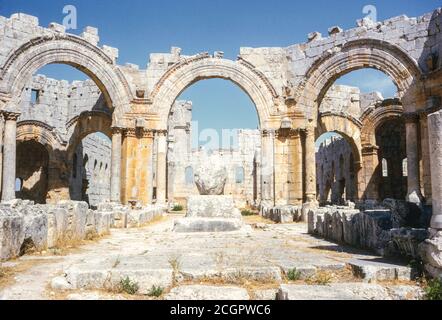 Syrie. Église de Saint Simeon Stylites, Qalaat Semaan, octobre 1974. Banque D'Images