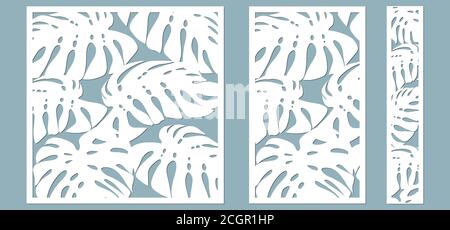 Définir le gabarit de coupe. Motif de feuilles de palmier. Coupe au laser. Illustration vectorielle. Illustration de Vecteur