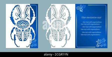 papier de coléoptère. Coupe au laser. Définir le modèle pour la découpe au laser et le traceur. Illustration vectorielle. Motif pour la coupe au laser, le traceur et l'impression à l'écran... Illustration de Vecteur