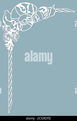 Pétoncle, coquille, corail, sous forme de coin pour la décaration. Modèle pour laser, découpe de traceur et impression d'écran. La répétition des miroirs a Illustration de Vecteur