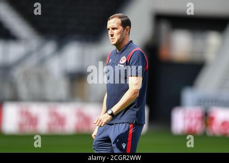 DERBY, ANGLETERRE. 12 SEPTEMBRE 2020. À la lecture de l'entraîneur de première équipe, John O'Shea pendant le match de championnat Sky Bet entre Derby County et Reading au Pride Park, Derby. (Credit: Jon Hobley | MI News) Credit: MI News & Sport /Alay Live News Banque D'Images