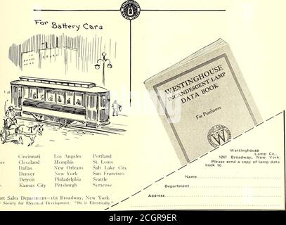 . Journal de chemin de fer électrique . Département des ventes à l'exportation—165 Broadway, New York. Société membre pour le développement électrique. Le faire électriquement. ELECTRIC RAILWAY JOURNAL [20 mars 1915 EconomicalMeans Westingho Banque D'Images