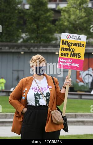 Manchester, Royaume-Uni. 12 septembre 2020. Un rassemblement de protestation socialement distancé du NHS « Pay Up Now » a lieu à Piccadilly Gardens, Manchester. Manchester, Royaume-Uni. Credit: Barbara Cook/Alay Live News Banque D'Images