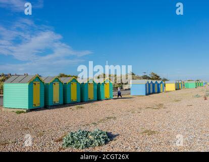 Cabanes sur la plage de Littlehampton, East Beach, West Sussex, Royaume-Uni Banque D'Images