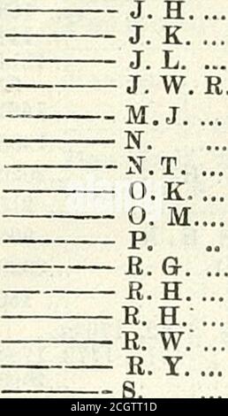 . Liste armée . L. MACC. — G., et. — G., Devon R. — G., HAMPS. R. — G. D. S. — G. H — G. L — G. M. G. ... — h — H., Devon. R.K.,R.F.C. ... ... 2107... 3S6a...2036c... 2134...14916... 925... 1680... 2124... 382a... 2072...1661c... 2061... 1493...2012c... 1749... 187... 1476...18.38c... 1464... 1563...20516...20516...20516... 938a... 167... 1417...1659c... 1002... 1488... 1739..1702a...1716a... 999... 1632... 831777a,1786a — HEV. H. L. — H. P. E. .. — H. R — H. W. M. .. — 3.,Manch. R, — J., et. Ind. Armée ... 1960a — J., Ind. Med. Ministère 2104 — J., WT. OFF. ret. — J.,R. Ir RIF.--J. C 1603 ... 2031 Banque D'Images