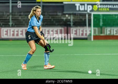 Amstelveen, pays-Bas. 11 septembre 2020. AMSTELVEEN, 09-09-2020, Hockey Dames Hoofdklasse, Seizoen 2020-201. Lieu: Wagener Stadion. Frederique Haverhal pendant le jeu Amsterdam - HGC. Crédit : Pro Shots/Alamy Live News Banque D'Images