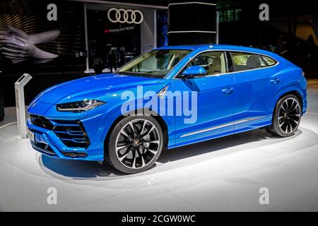 Francfort, Allemagne - Sep 11, 2019 : voiture Lamborghini Urus en vedette à l'IAA Frankfurt Motor Show 2019. Banque D'Images