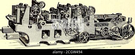 . Le journal de chemin de fer de rue . e chaîne d'entraînement à la conduite de machines-outils. Mostnotable de tous est la distance particulièrement courte entre les centres de vitesse—la chaîne Morse permet l'emplacement de la conduite et T h e accompagnement illustrationshows une amélioration du revêtement de sol machinepour les ateliers de voiture récemment mis en place par la J. A. Fay & Egan Company, de Cincinnati. Il a été breveté March20, 1900, et est construit spécialement pour ceux qui font le plancher, le plafond, la voie d'évitement, le tubage et d'autres travaux de caractère de thatcharacter en grandes quantités. Voici quelques-uns de ses points importants: Il travaille quatre côtés 9 ins. Ou 14 ins.Wide u Banque D'Images