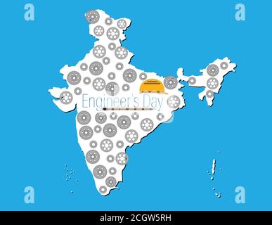 Illustration vectorielle de l'époque de l'ingénieur en Inde. 16 septembre. Contexte des instruments de construction. Illustration de Vecteur