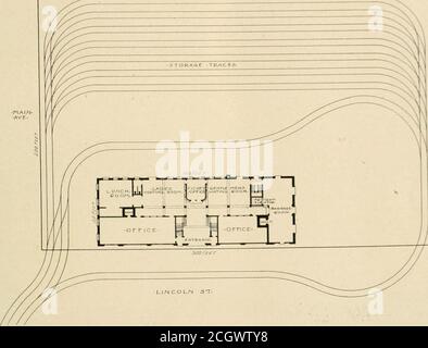 . La revue de chemin de fer de rue. ., hiiard ilk- voitures. (Julside IHI- rad deux cours de brique placés dans le sens de la longueur arelaid. Dans les rues non pavées 60-II)., 4A-M. l-rails sont posés sur tamaractics espacés de 8 po, centre à centre. Dans le quartier pavé et à environ un mile sur la ligne Corbin Park est double voie. Quinze voitures à moteur, qui arc de l'Urill seml-convulble typhemimteil sur 2t-K niaxinnnn des camions de traction, constituent le stock de rollingstock. Les artisans de l'arc de Spokane 1 traction Co.: Président, Jay P. (iravcs; vice-président, A. I,. White; secrétaire, Clyde M. graves; trésorier, II H. Ferris; homme Banque D'Images