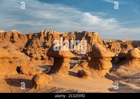 Hoodoos dans le parc national de Goblin Valley, désert de San Rafael, Emery, Utah, États-Unis Banque D'Images