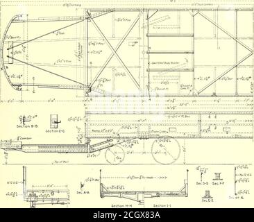 . Journal de chemin de fer électrique . résistance constante. Le poids estimé de la voiture n'est pas à ex-ceed 37,000 lb., et il est espéré qu'il sera considéré plus léger que cela. Une grande attention a été portée à la conception des détails de tous les membres de la voiture. Il y a 22,000 lb. Le châssis est conçu de telle sorte que la contrainte de fibre maximale qui vient au point directement au-dessus des bourrelets ne dépasse pas 12,500 lb. Par pouce carré. Ce châssis est de conception telle qu'il peut être facilement fabriqué par les fabricants d'acier de construction comme par les constructeurs automobiles. La dbo de la voiture) a un l Banque D'Images