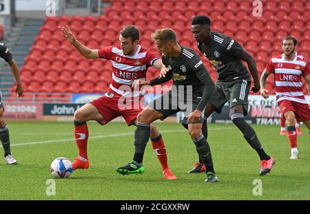 Photo: Andrew Roe/AHPIX LTD, football, amical, Doncaster Rovers / Manchester United U23's, Keepmoat Stadium, Doncaster, Royaume-Uni, 03/09/20, K.O 15h00 Howa Banque D'Images