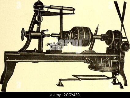 . Tourillon de chemin de fer électrique . la vanne de régulation est du type à tige à vis unique, et connectée pour relâcher la pression du travail lors de l'ouverture et démarrer le vérin lors de la fermeture. Elle ne retient pas la pression à moins que le moteur soit arrêté ou que le liquide soit entraîné par la soupape de sécurité. D'autres types de vannes peuvent être remplacés pour répondre à des conditions spéciales. Agage est fourni pour lire en tonnes ou livres par pouce carré, comme désiré. OUTIL DE COMBINAISON POUR BOBINE ET COMMUTATORWORK ET BROYAGE l'American General Engineering Company, NewYork, vient de perfectionner un outil de combinaison unique qui devrait trouver un lieu Banque D'Images