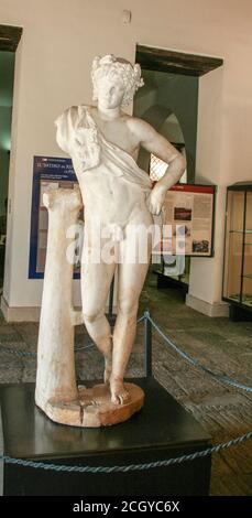 Santa Maria Capua a Vetere, province de Caserta, Campanie, Italie, Europe. Amphithéâtre Campanien (Anfiteatro Campano). Musée Gladiator (Museo dei gladiatori). Trouvée en 2002, cette sculpture est une copie parfaite de la 'Satyr au repos' de Praxiele, datant de la première moitié du deuxième siècle après J.-C. Banque D'Images