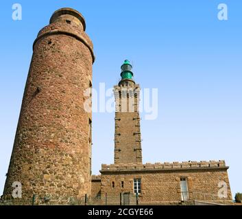 Ancien phare du Cap Fréhel en Bretagne France Banque D'Images