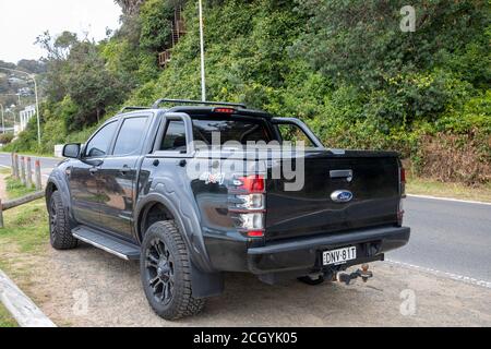 2017 camion utilitaire Ford Ranger noir à Palm Beach, Sydney, Australie Banque D'Images