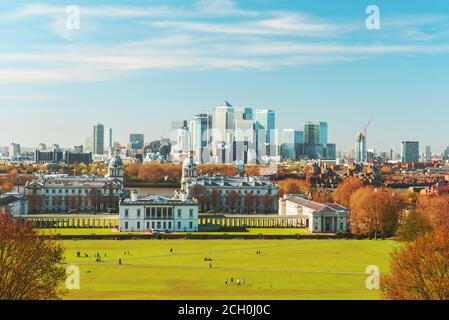 Vue sur Londres depuis Greenwich Banque D'Images