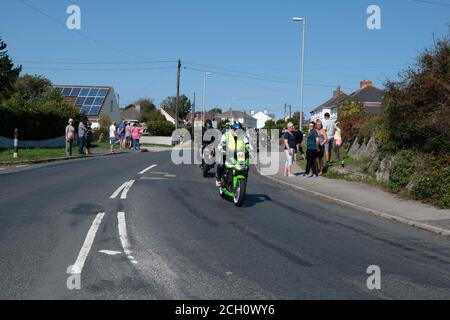 Truro, Cornwall, Royaume-Uni. 13 septembre 2020. La plus grande et préférée des motos de Cornouailles Charity Ride qui a lieu chaque année le 2ème dimanche de septembre, sauf si elle est reportée en raison des conditions météorologiques au prochain dimanche approprié se réunit à 8 h 30, départ à 10 h du nouveau parc et tour de l'est, Truro, Cornwall Dave Saunby l'organise chaque année, avec l'aide de membres de la MJMA (Martin Jennings Marshals Association). C'est une grande journée dehors, une grande atmosphère et soulève beaucoup d'argent pour la charité choisie chaque année. Credit: kathleen White/Alamy Live News Banque D'Images