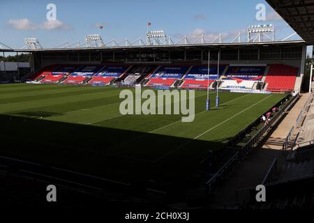 Vue générale du stade avant le match de la Super League de Betfred au stade de Oully Wicked, St Helens. Banque D'Images