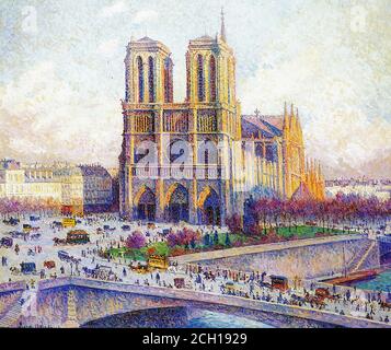 Luce Maximilien - notre Dame de Paris vue sur Quai Saint Michel - École française - 19e et début 20e Siècle Banque D'Images