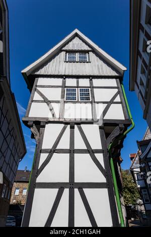 Bügeleisenhaus historique, bâtiment en fer plat, construit en 1611, maintenant musée, Hattingen, région de la Ruhr, Rhénanie-du-Nord-Westphalie, Allemagne Banque D'Images