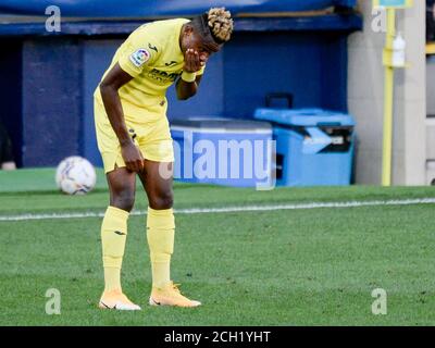 FOOTBALL - VILLARREAL VS HUESCA Chukwueze en action pendant la ligue espagnole, la Liga, match de football entre Villarreal et Huesca le 13 septembre 2020 au stade Ceramica à Castellon, Espagne. Foto: Xisco Navarro crédit: CORDEL PRESS/Alay Live News Banque D'Images