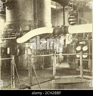 . Journal de chemin de fer électrique . Hudson & Manhattan Railroad Power Station—DistributinConveyConveyor and Coal Pockets Provision est faite dans le bâtiment de la sous-station pour l'installation des batteries de stockage sur les deux étages supérieurs, au cas où leur useshould plus tard être considéré comme souhaitable. La sous-station no 3 est située au sous-sol de l'édifice TerminalBuilding à environ 90 pi sous la surface de la rue. Il comprend. Hudson & Manhattan Railroad Power Station—les indicateurs du système de signalisation et de la base des turbines ne nécessitent aucune chaleur dans le bâtiment, les trois convertisseurs de 750 kw fournissent toute la puissance nécessaire. INGÉNIERIE du Banque D'Images