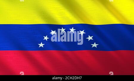 Le drapeau du Venezuela. Illustration 3D de haute qualité. Idéal pour les actualités, les reportages et les événements. Banque D'Images