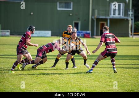 Rugby à la base de l'herbe au pays de Galles Banque D'Images