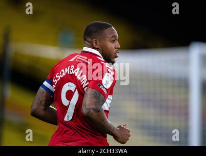 Watford, Royaume-Uni. 11 septembre 2020. Britt Assombalonga de Middlesbrough lors du match de championnat Sky Bet entre Watford et Middlesbrough à Vicarage Road, Watford, Angleterre, le 11 septembre 2020. Photo d'Andy Rowland. Crédit : Prime Media Images/Alamy Live News Banque D'Images