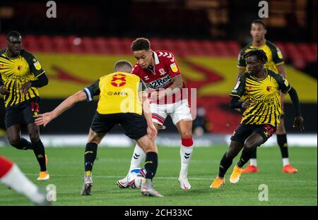 Watford, Royaume-Uni. 11 septembre 2020. Marcus Tavernier de Middlesbrough lors du match de championnat Sky Bet entre Watford et Middlesbrough sur Vicarage Road, Watford, Angleterre, le 11 septembre 2020. Photo d'Andy Rowland. Crédit : Prime Media Images/Alamy Live News Banque D'Images